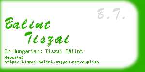 balint tiszai business card
